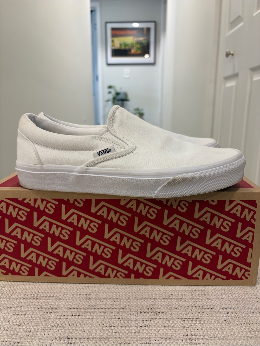 Vans Classic Slip-On True White Canvas Sneakers – Women’s Size 8 - Picture 5 of 9